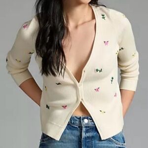 Favorite Daughter Athena Cardigan — Size S, Cream Floral, Lightly Worn